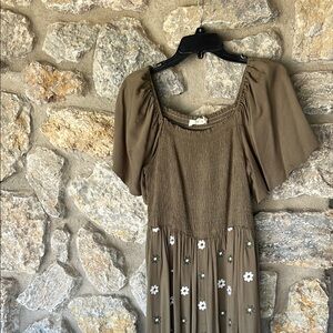 Elegant Olive Floral Dress